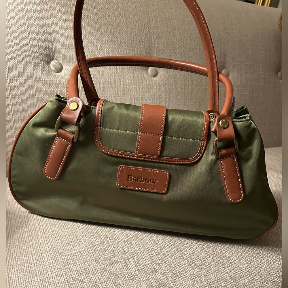 Barbour Green Wax-cotton Purse - New